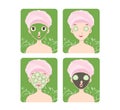 Woman with facial mask and cosmetics
