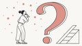 Woman Facing Giant Question Mark: Uncertainty Decision Vector, vector design Generative AI Royalty Free Stock Photo