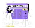 Woman with fake news vector line concept Royalty Free Stock Photo