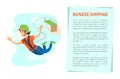 Woman Falling from Bridge, Bungee Jumping Vector