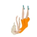 Woman is falling down. Vector isolated illustration