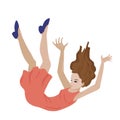 Woman is falling down. Vector isolated illustration