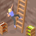 Woman Falling Off Ladder