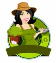 Woman farmer cartoon in vector