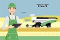 Farmer controls an autonomous harvester