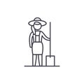 Woman farmer line icon concept. Woman farmer vector linear illustration, symbol, sign