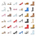 Woman fashion Shoes, high heel and boot icon set, filled outline Royalty Free Stock Photo