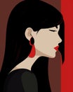 woman fashion brunette lip vintage background portrait red glamour poster female model. Generative AI.