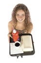 Woman with fast food tray