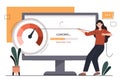 Woman with fast loading vector concept
