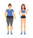 Woman Fat and Sportive Lady Vector Illustration Royalty Free Stock Photo