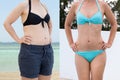 Woman Before And After From Fat To Slim Concept Royalty Free Stock Photo