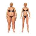 Woman Fat to Thin Weight Loss Transformation Royalty Free Stock Photo