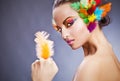 Woman with feathers in hair Royalty Free Stock Photo