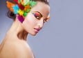 Woman with feathers in hair Royalty Free Stock Photo