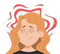 Woman feel aura before migraine vector isolated