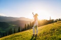 Woman feel freedom and enjoying the nature