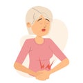 Woman feel pain abdomen pain vector isolated Royalty Free Stock Photo