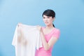 Woman with dirty shirt Royalty Free Stock Photo