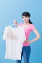 Woman with dirty shirt Royalty Free Stock Photo