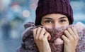 Woman feeling cold in winter Royalty Free Stock Photo