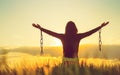 Woman feeling free in a beautiful natural landscape Royalty Free Stock Photo