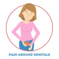 Woman feeling pain around genitals. Symptom of herpes