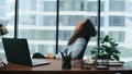 Woman feeling professional crisis sitting office desk close up. Girl overworking Royalty Free Stock Photo