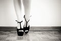 Woman feet with black high heels detail Royalty Free Stock Photo