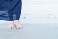 Woman feet closeup of girl relaxing on beach Royalty Free Stock Photo