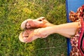 Woman feet closeup of girl relaxing Royalty Free Stock Photo