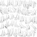 Woman Feet With High Heel Shoes Pack Lineart