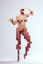 Woman Female Abstract Nude Cube Block Sculpture 3d Pixel Voxels