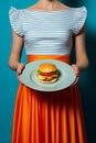 Woman female fast food burger hamburger