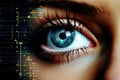 Woman female iris technology vision digital face futuristic eye future scan Royalty Free Stock Photo