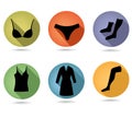 Woman female underwear flat icon set