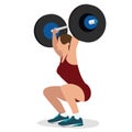 Woman female weight lifting training lift bar strength workout vector illustration strong body Royalty Free Stock Photo