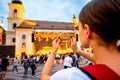 Woman on the festival in old city center Royalty Free Stock Photo