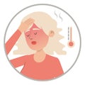 Woman with fever vector isolated. Female character