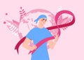 Woman fighting cancer vector concept