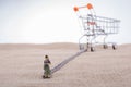 Woman figurine attached to a Shopping cart