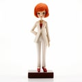 Elegant Salon Kei Figurine With Orange Hair And Grey Coat