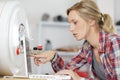 Woman fill water into boiler