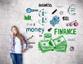 Woman with financial sketch Royalty Free Stock Photo