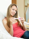 Woman finding out results of a pregancy test Royalty Free Stock Photo