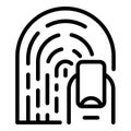 Woman fingerprint icon, outline style