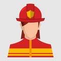 Woman firefighter avatar vector illustration in flat style