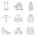 Woman firm icons set, outline style