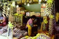 Woman at fish stall in market of Seoul, South Korea