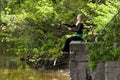 Woman fishing Royalty Free Stock Photo